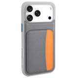 Elfia Apple iPhone 17 Pro ile Uyumlu Kılıfı Kartlık Bölmeli Cüzdan Yumuşak Silikon Deri Görünüm Kamera Lens Korumalı Mat Renkli Kapak XKart Koyu Gri