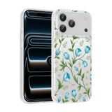 Elfia Apple iPhone 17 Pro Max ile Uyumlu Kılıfı Desenli Şeffaf Sert Silikon Kamera Lens Korumalı İnce Kapak Klip Mavi Lale