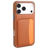 Elfia Apple iPhone 17 Pro Max ile Uyumlu Kılıfı Kartlık Bölmeli Cüzdan Yumuşak Silikon Deri Görünüm Kamera Lens Korumalı Mat Renkli Kapak XKart Kahverengi