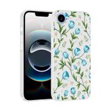 Elfia Apple iPhone 17E ile Uyumlu Kılıfı Desenli Şeffaf Sert Silikon Kamera Lens Korumalı İnce Kapak Klip Mavi Lale