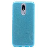 Elfia Huawei Mate 10 Lite ile Uyumlu Silikon Parlak Simli İnce Kılıf, Mavi