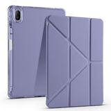 Elfia Huawei Matepad SE 11 ile Uyumlu Kılıf Silikon Yumuşak 4 Farklı Stand Olabilen Kalem Bölmeli Kapaklı Tablet Kılıfı Mor