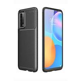 Elfia Huawei P Smart 2021 ile Uyumlu Kılıf Silikon Karbon İnce Esnek Lens Korumalı Tarz Mat Parmak İzi Bırakmayan Kapak Negro Siyah
