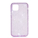 Elfia iPhone 11 Pro Max ile Uyumlu Silikon Parlayan Taş Dizayn Pastel Renkli Kılıf, Eni Mor