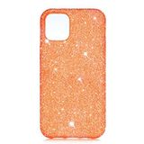 Elfia iPhone 12 Mini ile Uyumlu Silikon Parlayan Taş Dizayn Pastel Renkli Kılıf, Eni Turuncu