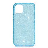 Elfia iPhone 12 Pro Max ile Uyumlu Silikon Parlayan Taş Dizayn Pastel Renkli Kılıf, Eni Mavi