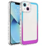 Elfia iPhone 13 ile Uyumlu Silikon Şeffaf Simli Renk Geçişli Kamera Lens Korumalı Kılıf, Park Mavi-Mor