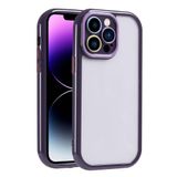 Elfia iPhone 14 Pro Max ile Uyumlu Silikon Kamera Korumalı Çerçevesi Renkli Kılıf, Vitamin Derin Mor