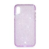 Elfia iPhone X ile Uyumlu Silikon Parlayan Taş Dizayn Pastel Renkli Kılıf, Eni Mor
