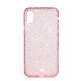 Elfia iPhone XS ile Uyumlu Silikon Parlayan Taş Dizayn Pastel Renkli Kılıf, Eni Pembe