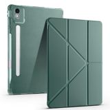 Elfia Lenovo idea Tab 7 Pro 12.7 TB-373FU ile Uyumlu Kılıf Silikon Yumuşak 4 Farklı Stand Olabilen Kalem Bölmeli Kapaklı Tablet Kılıfı Koyu Yeşil