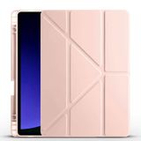 Elfia Lenovo Tab One TB-305FU ile Uyumlu Kılıf Silikon Yumuşak 4 Farklı Stand Olabilen Kalem Bölmeli Kapaklı Tablet Kılıfı Rose Gold