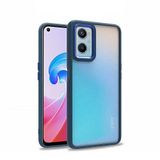 Elfia Oppo A96 4G ile Uyumlu Şeffaf Kamera Korumalı Renkli Sert Silikon Kılıf, Mavi
