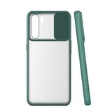 Elfia Oppo Reno 3 ile Uyumlu Silikon Mat Renkli Kamera Lens Korumalı Kılıf, Koyu Yeşil