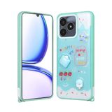 Elfia Realme C53 ile Uyumlu Kılıfı Simli Silikon Kabartma Figürlü Darbe ve Kamera Lens Korumalı Kapak Cezve Yeşil