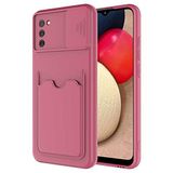 Elfia Samsung Galaxy A02S ile Uyumlu Kılıf Silikon Kartlık Bölmeli Kamera Lens Korumalı İnce Mat Kapak Kartix Koyu Mor