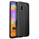 Elfia Samsung Galaxy A02S ile Uyumlu Kılıf Silikon Yumuşak Kamera Lens Korumalı Mat Renkli Deri Görünümlü Auto Focus İnce Kapak Siyah