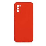 Elfia Samsung Galaxy A02S ile Uyumlu Kılıfı Silikon Esnek içi Kadife Kamera Lens Korumalı Mat Renkli İnce Tarz Kapak Mara Pembe Koyu