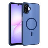 Elfia Samsung Galaxy A07 ile Uyumlu Kılıf Şeffaf Silikon M-Safe Şarj Özellikli Kamera Lens ve Darbe Korumalı Mat Kapak Babet Mavi