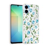 Elfia Samsung Galaxy A07 ile Uyumlu Kılıfı Desenli Şeffaf Sert Silikon Kamera Lens Korumalı İnce Kapak Klip Mavi Lale