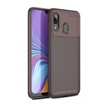 Elfia Samsung Galaxy A10S ile Uyumlu Kılıf Silikon Karbon İnce Esnek Lens Korumalı Tarz Mat Parmak İzi Bırakmayan Kapak Negro Kahverengi
