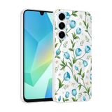 Elfia Samsung Galaxy A16 ile Uyumlu Kılıfı Desenli Şeffaf Sert Silikon Kamera Lens Korumalı İnce Kapak Klip Mavi Lale
