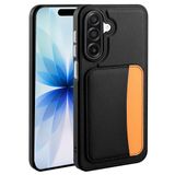 Elfia Samsung Galaxy A17 ile Uyumlu Kılıfı Kartlık Bölmeli Cüzdan Yumuşak Silikon Deri Görünüm Kamera Lens Korumalı Mat Renkli Kapak XKart Siyah