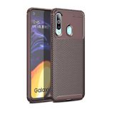 Elfia Samsung Galaxy A20S ile Uyumlu Kılıf Silikon Karbon İnce Esnek Lens Korumalı Tarz Mat Parmak İzi Bırakmayan Kapak Negro Kahverengi