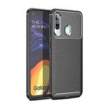 Elfia Samsung Galaxy A20S ile Uyumlu Kılıf Silikon Karbon İnce Esnek Lens Korumalı Tarz Mat Parmak İzi Bırakmayan Kapak Negro Siyah
