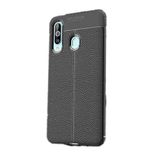 Elfia Samsung Galaxy A20S ile Uyumlu Kılıf Silikon Yumuşak Kamera Lens Korumalı Mat Renkli Deri Görünümlü Auto Focus İnce Kapak Siyah
