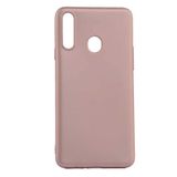 Elfia Samsung Galaxy A20S ile Uyumlu Kılıfı Silikon Mat Renkli Parmak İzi Bırakmayan Yumuşak İnce Kapak Prem Rose Gold