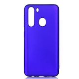 Elfia Samsung Galaxy A21 ile Uyumlu Kılıfı Silikon Mat Renkli Parmak İzi Bırakmayan Yumuşak İnce Kapak Prem Saks Mavi