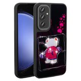 Elfia Samsung Galaxy A35 ile Uyumlu Kamera Lens Korumalı Parlak Kabartma Desen Figürlü Silikon Kılıf, Amas Siyah