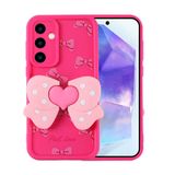 Elfia Samsung Galaxy A35 ile Uyumlu Kelebek Tasarımlı Stand Olabilen Kamera Lens Korumalı Silikon Kılıf, Kapya Pembe Koyu