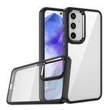 Elfia Samsung Galaxy A35 ile Uyumlu Şeffaf Kamera Korumalı Renkli Sert Silikon Kılıf, Siyah