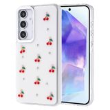 Elfia Samsung Galaxy A35 ile Uyumlu Şeffaf Silikon Darbe Korumalı Airbag Simli Kılıf, Kutup Kiraz
