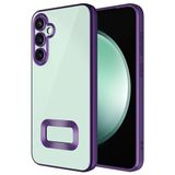 Elfia Samsung Galaxy A35 ile Uyumlu Şeffaf Silikon Kamera Korumalı Kılıf, Omega Derin Mor