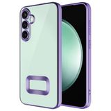 Elfia Samsung Galaxy A35 ile Uyumlu Şeffaf Silikon Kamera Korumalı Kılıf, Omega Lila