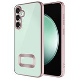Elfia Samsung Galaxy A35 ile Uyumlu Şeffaf Silikon Kamera Korumalı Kılıf, Omega Rose Gold