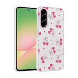 Elfia Samsung Galaxy A36 ile Uyumlu Kılıfı Desenli Şeffaf Sert Silikon Kamera Lens Korumalı İnce Kapak Klip Kalpli Kiraz