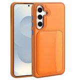 Elfia Samsung Galaxy A36 ile Uyumlu Kılıfı Kartlık Bölmeli Cüzdan Yumuşak Silikon Deri Görünüm Kamera Lens Korumalı Mat Renkli Kapak XKart Turuncu