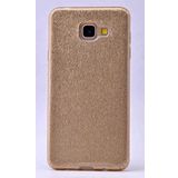 Elfia Samsung Galaxy A7 2017 ile Uyumlu Silikon Parlak Simli İnce Kılıf, Gold