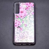 Elfia Samsung Galaxy A7 2018 ile Uyumlu Silikon Simli Sıvılı Kılıf, Marsh No4