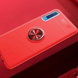 Elfia Samsung Galaxy A7 2018 ile Uyumlu Silikon Yüzük Standlı Mıknatıslı Kılıf, Ravel Kırmızı