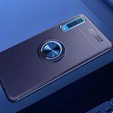 Elfia Samsung Galaxy A7 2018 ile Uyumlu Silikon Yüzük Standlı Mıknatıslı Kılıf, Ravel Mavi