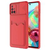 Elfia Samsung Galaxy A71 ile Uyumlu Kılıf Silikon Kartlık Bölmeli Kamera Lens Korumalı İnce Mat Kapak Kartix Kırmızı