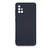 Elfia Samsung Galaxy A71 ile Uyumlu Kılıfı Silikon Esnek içi Kadife Kamera Lens Korumalı Mat Renkli İnce Tarz Kapak Mara Siyah