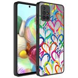 Elfia Samsung Galaxy A71 ile Uyumlu Parlak Desenli Kamera Korumalı Kılıf, Kalp