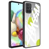 Elfia Samsung Galaxy A71 ile Uyumlu Parlak Desenli Kamera Korumalı Kılıf, Yazı