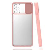 Elfia Samsung Galaxy A71 ile Uyumlu Silikon Mat Renkli Kamera Lens Korumalı Kılıf, Pembe Açık